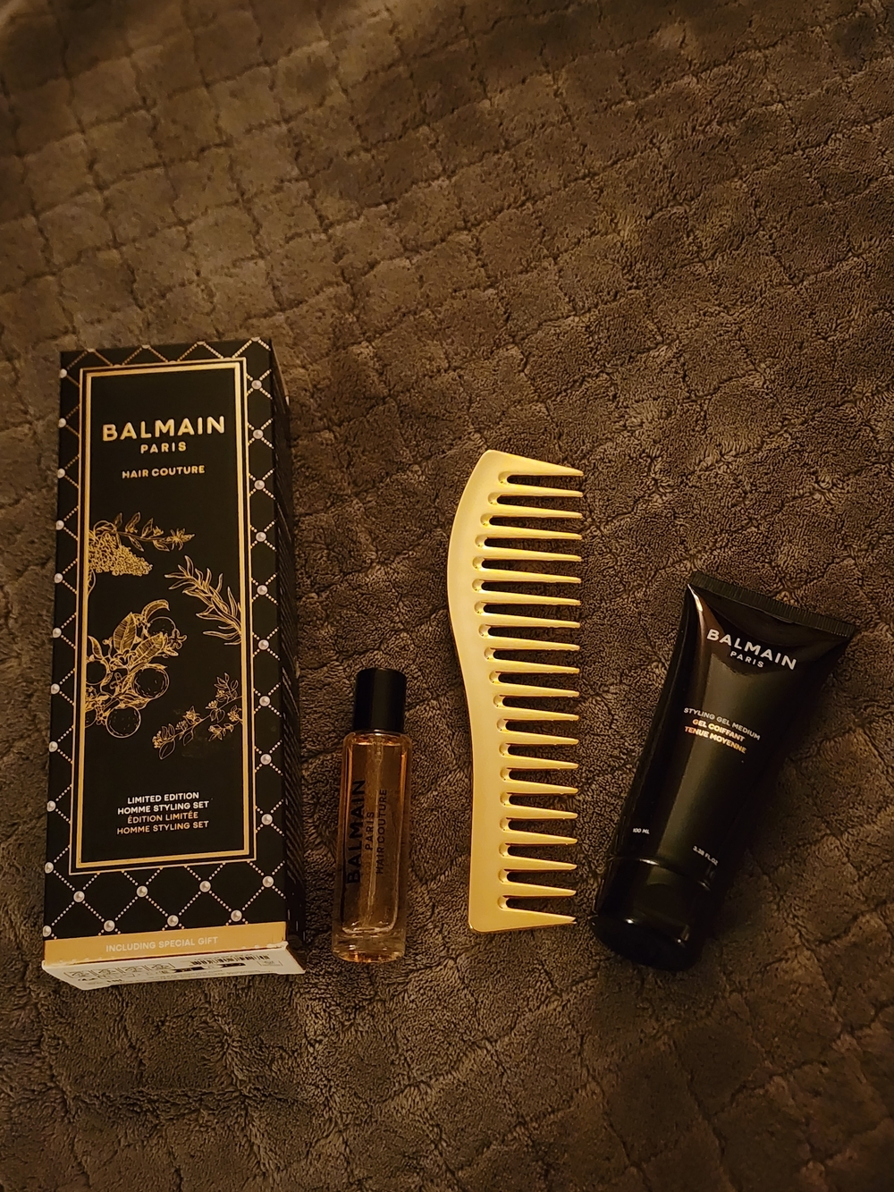 Balmain Men Grooming Kit - Black & Gold Hair Styling Set